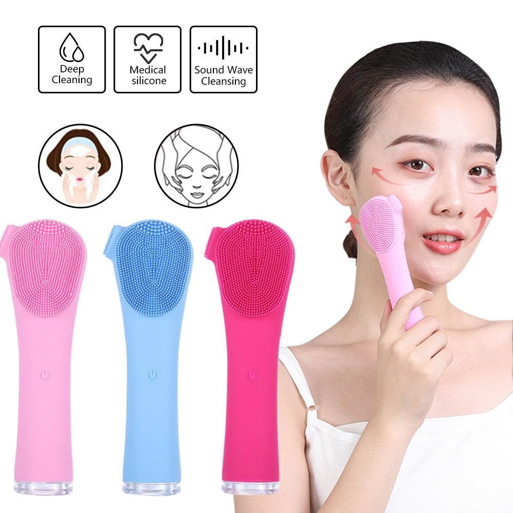 Ultrasonic electric silicone cleansing instrument