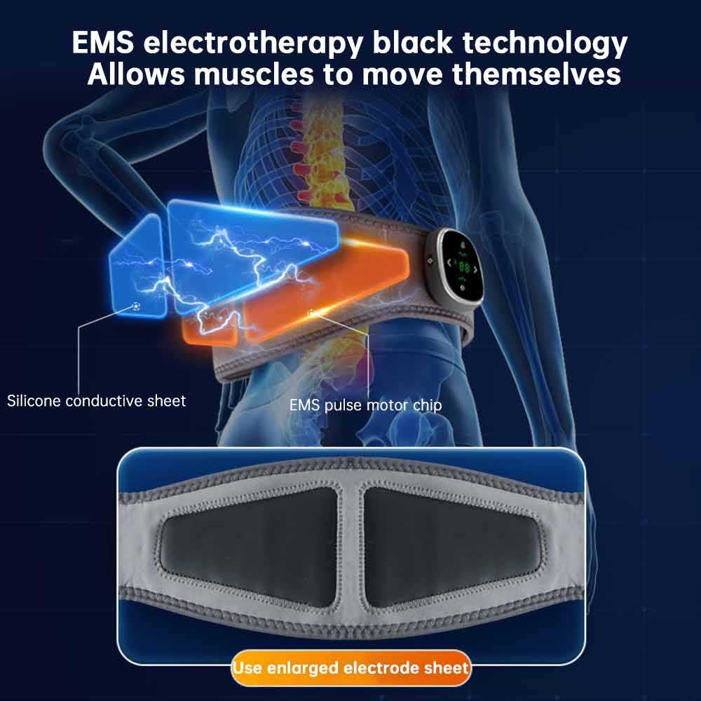 EMS Pulse Massage 16 Levels Keep Warm Waist Support Belt Heat Compress Pain Relief Electric Portable Back Waist Massager