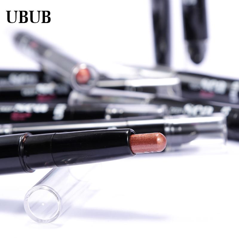 UBUB Eye Pencil Eyeshadow Silkworm Pen Velvet Shimmer Earth Double Color Eye Shadow Cream Glitter Makeup Palette Cosmetics