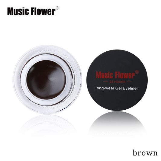 Music Flower Brand Black Waterproof Eyeliner Gel Makeup Cosmetic Gel Eye Liner With Brush 24 Hours Long-lasting