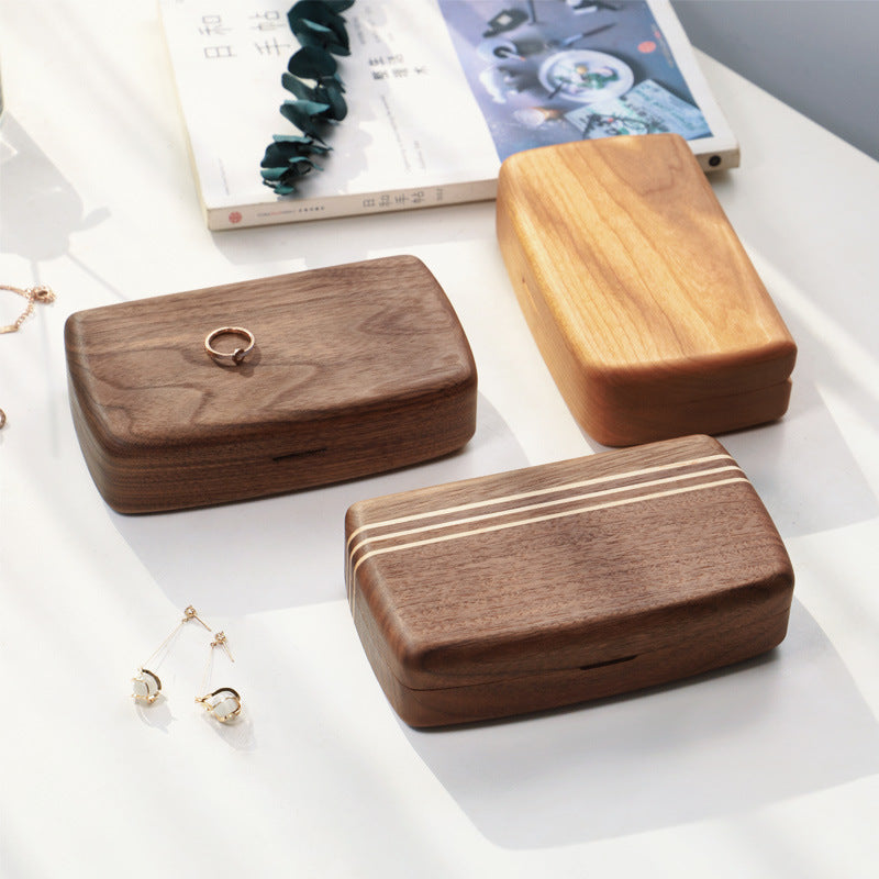 Black Walnut Wood Jewelry Box Storage Box Exquisite High-End Travel Hanging Necklace Earrings Ring Portable Jewelry Box