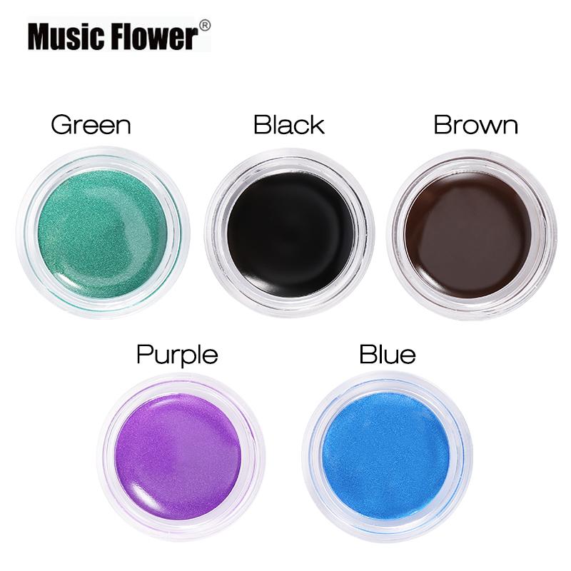 Music Flower 5 colors Waterproof Eyeliner Gel Eye Makeup Eye Liner With Brush 24 Hours Long-lasting Eyelid Black Cosmetic Gel