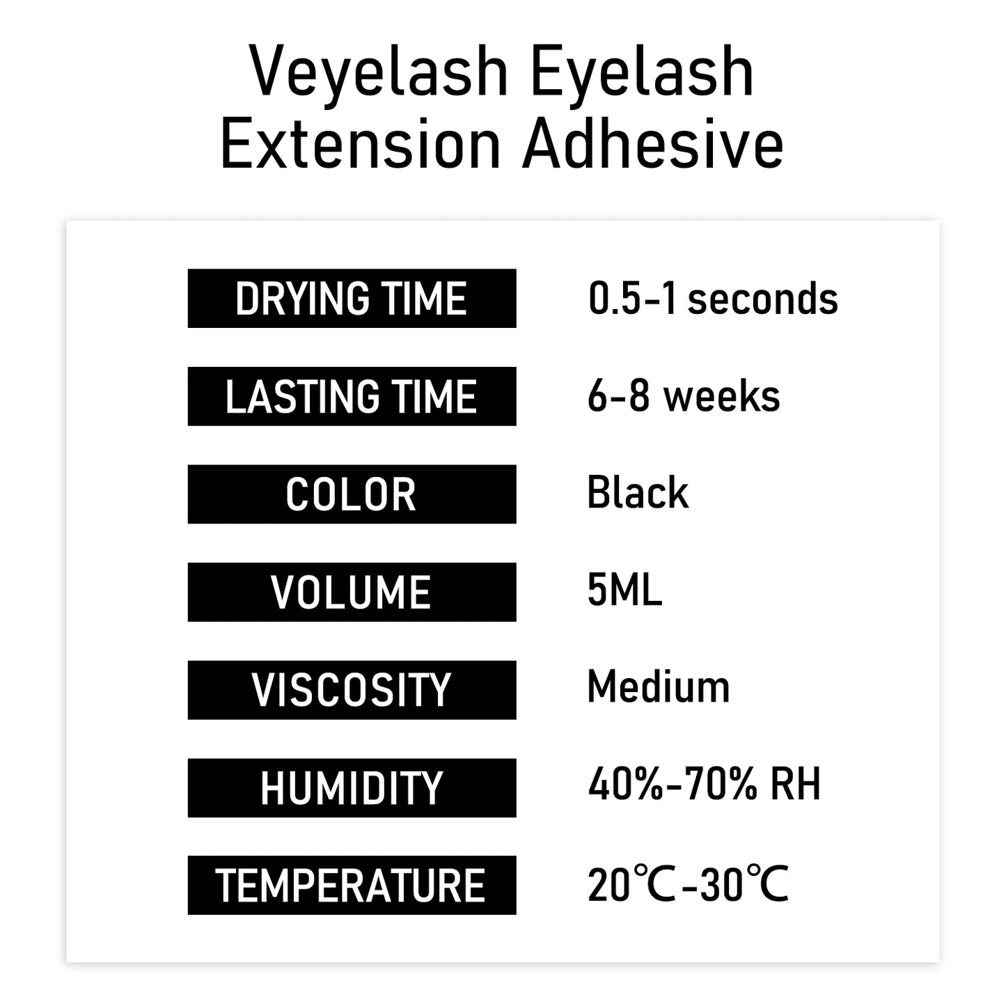 Veyes Inc 5ml Eyelash Extensions Glue Veyelash 0.5 Second Fast Drying Strong Lash Adhesive 7 Weeks Retention Volume Makeup Tools