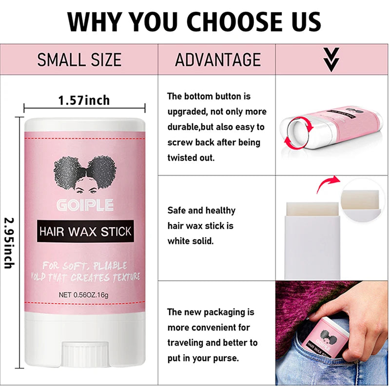 Invisible Wig Adhesive Hair Lace Glue Remover Small Size Hair Wax Stick for Wig Hair Edge Control Travel Gel Size Kit