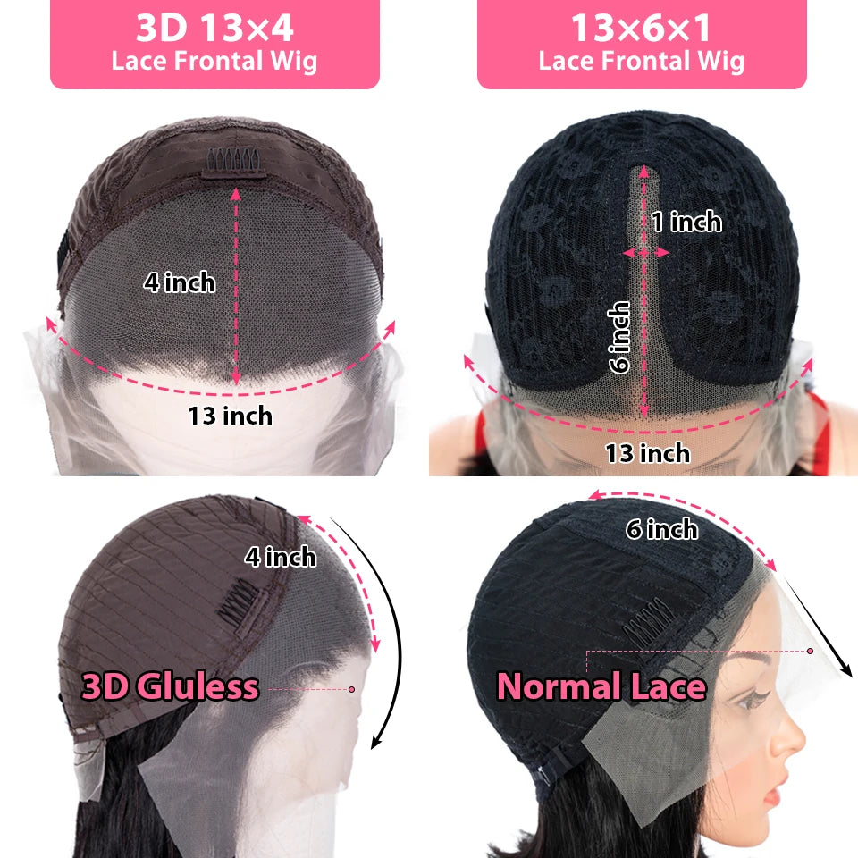 3D Glueless 13X4 Lace Front Bob Wig HD Transparent Lace Frontal Human Hair Wigs Pre Plucked Baby Hair Short T Part Bone Bob Wigs