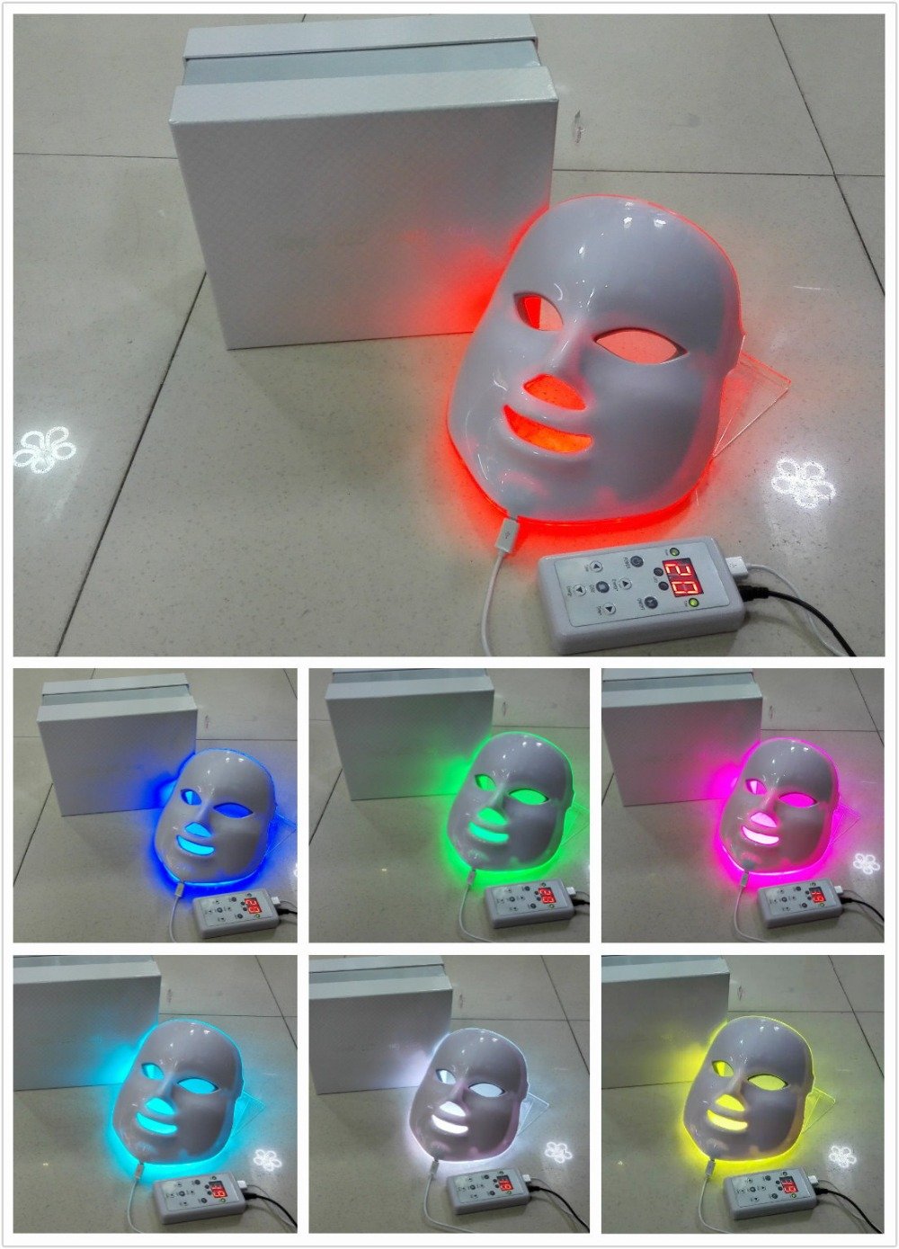 7 Colors Light Photon LED Electric Facial Mask Therapy beauty salon Anti-Aging Wrinkle Removal Skin PDT Skin Rejuvenation Device