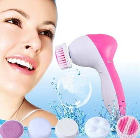 Portable Machine Body Cleaning Massage Skin Beauty Brush, Multifunctional 5-in-1 Deep-layer Electric Face Massager