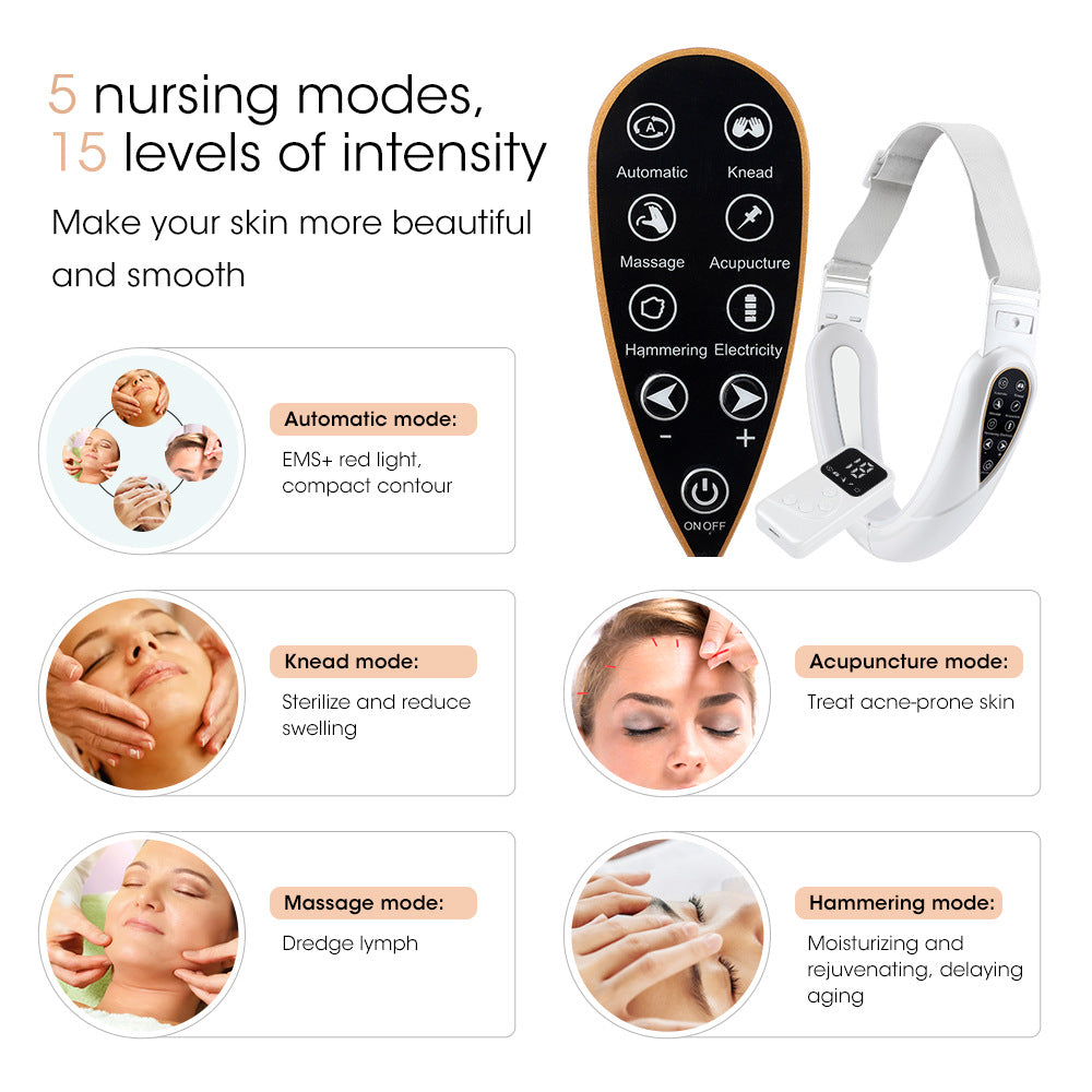 Remote Control Micro Current Color Light Face Slimmer With Five Modes Patch Pulse Massager EMS Tight Lift V-Face Instrument