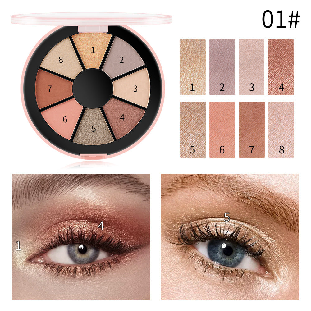 Romantic Beauty 8 Color Round Palette Eyeshadow Pearlescent Matte Eyeshadow Palette