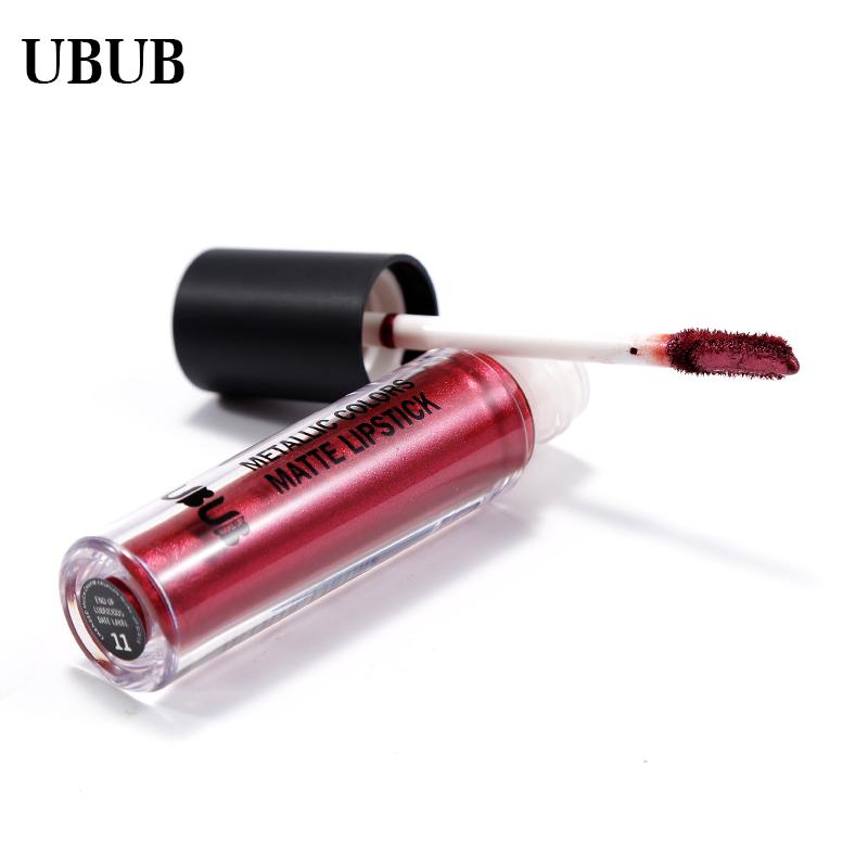 UBUB 12 Colors Glitter Metallic Lip Gloss Matte Waterproof Lip Stick Moisturizing Liquid Lipstick Makeup Cosmetic
