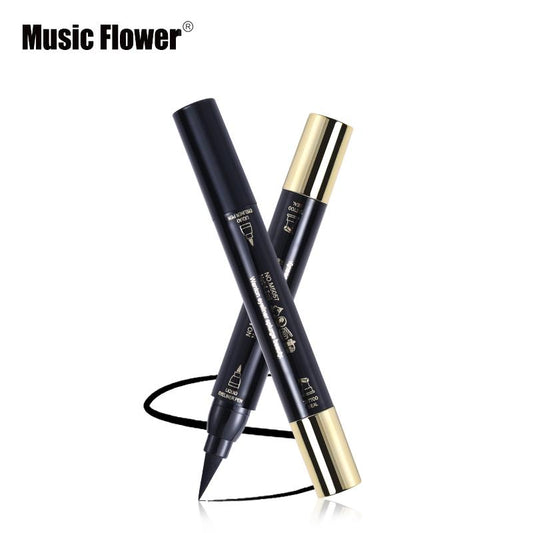 Music Flower Brand Eyes Makeup Tattoo Seal Liquid Eyeliner Pen Waterproof Matte Black Stamp Wanton Eye Liners 24HR Long-lasting