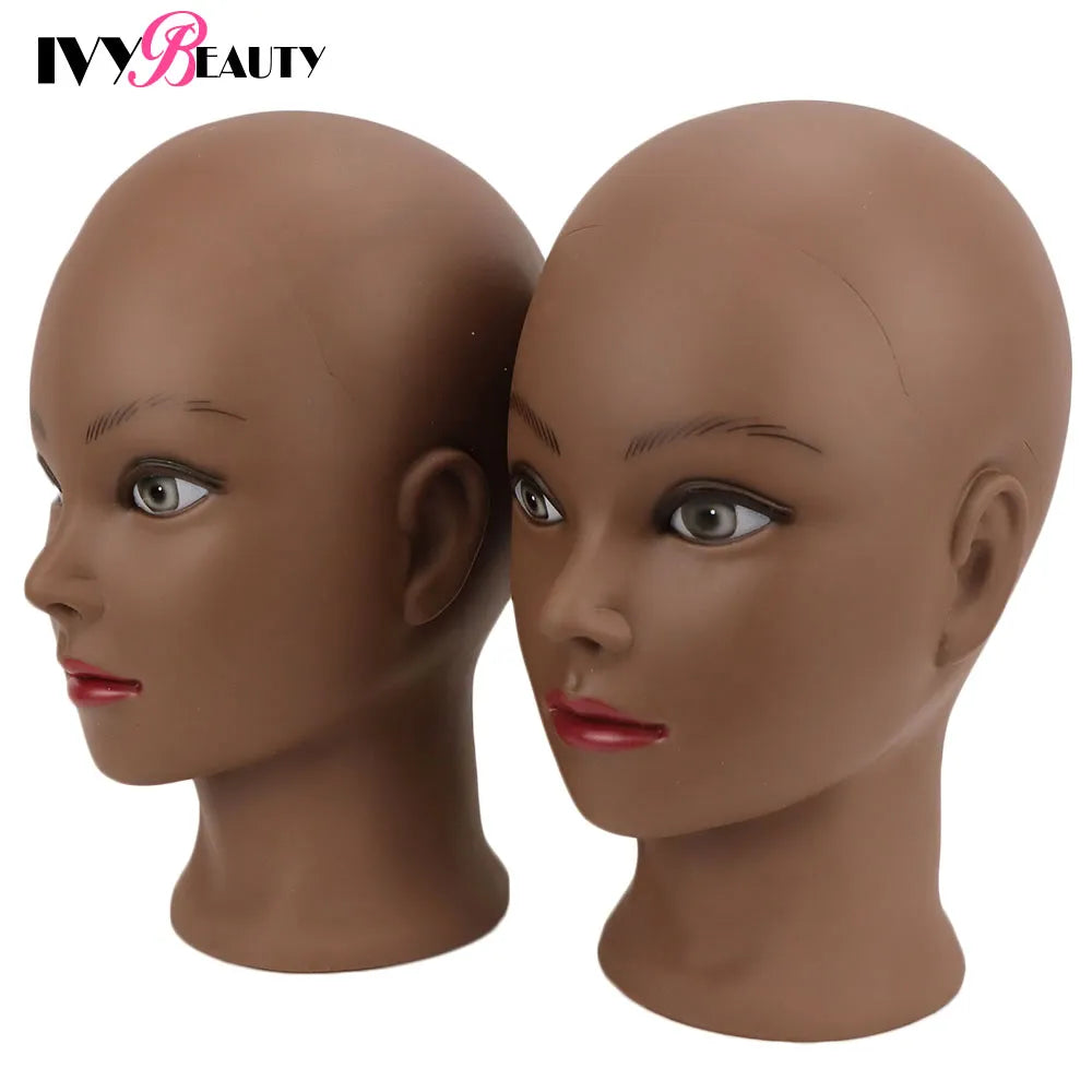 New Female Bald Mannequin Head With Stand Holder Cosmetology Practice African Training Manikin Head For Hair Styling Wigs Making