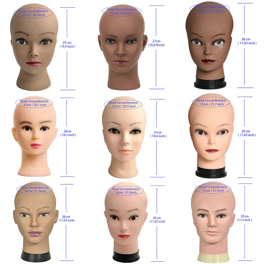 New Female Bald Mannequin Head With Stand Holder Cosmetology Practice African Training Manikin Head For Hair Styling Wigs Making