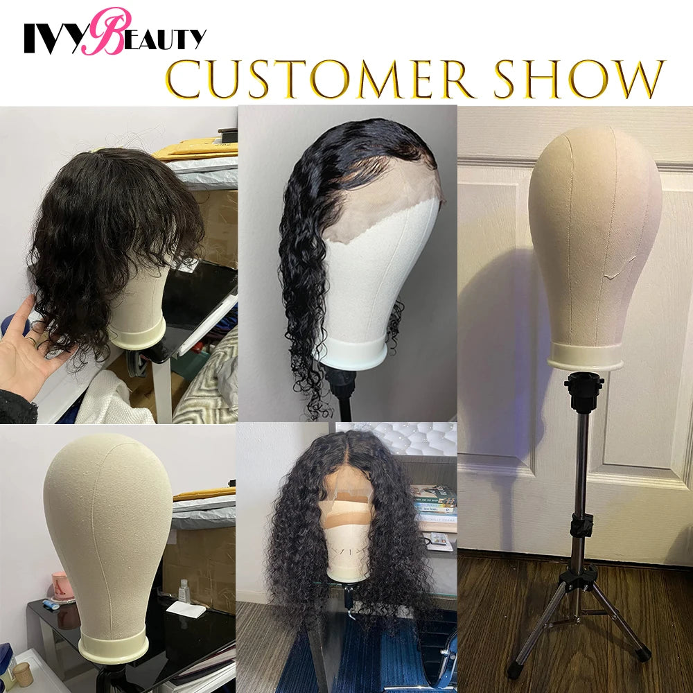 21-24inch Canvas Block Wig Head For Lace Wigs Making Display Styling Cheap Mannequin Manikin Head Wig Stand Holder Supports