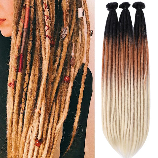 Synthetic Handmade Dreadlocks Hair Extensions Natural Braiding Hair Crochet Hair Ombre Colored Crochet Braids