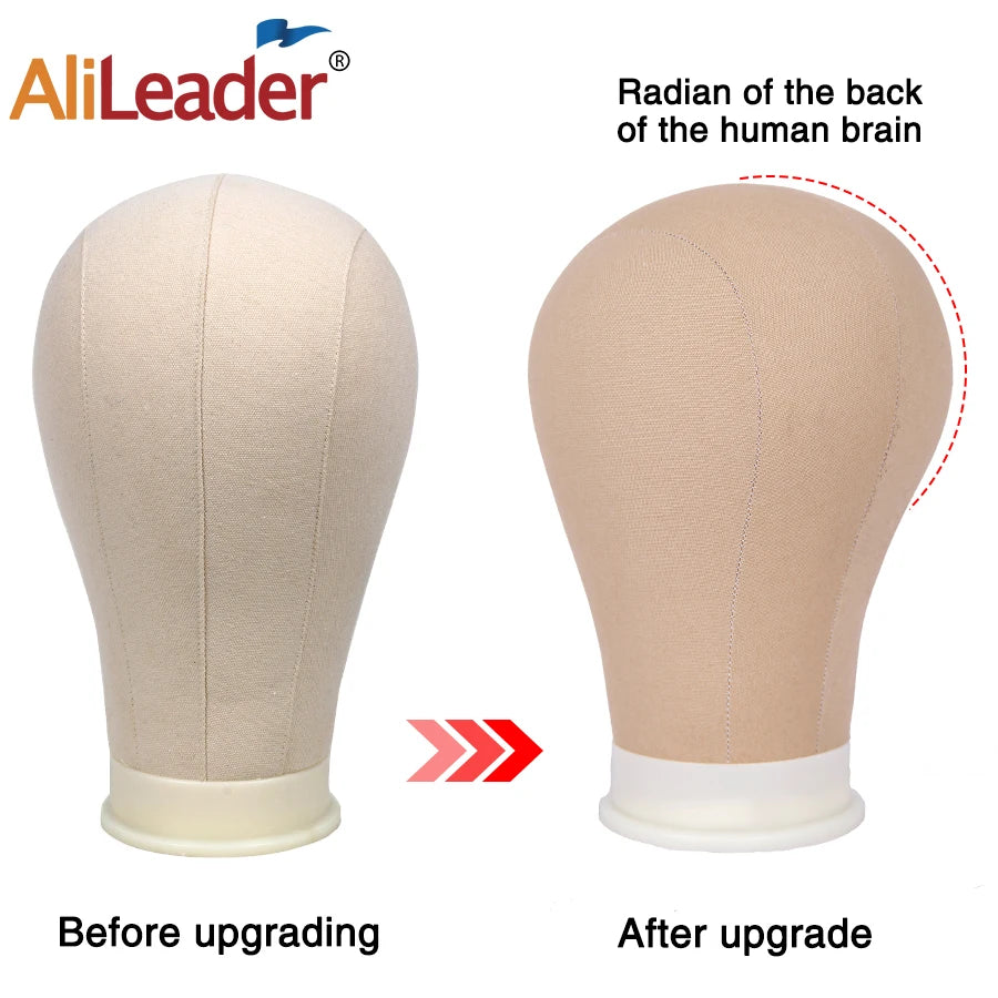 Alileader Canvas Block Poly Head Wig Making Head Weft/Wig Display Styling Mannequin Head Manikin Head Dryer20.5" 21"22.5"23inch