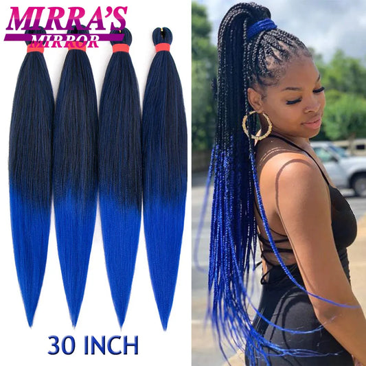 30inch Jumbo Braids Hair Extensions Braiding Hair Pre Stretched Ombre Synthetic Braid YAKI Texture 1/2/4/6/8 Pcs Mirra's Mirror