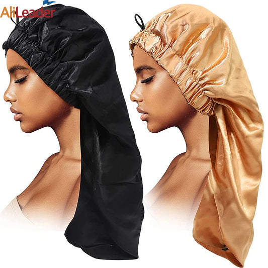 1 Pieces Extra Large Satin Sleep Cap For Long Hair, Long Dreadlock Night Sleep Bonnet For Women Washing Face And Beauty Makeup