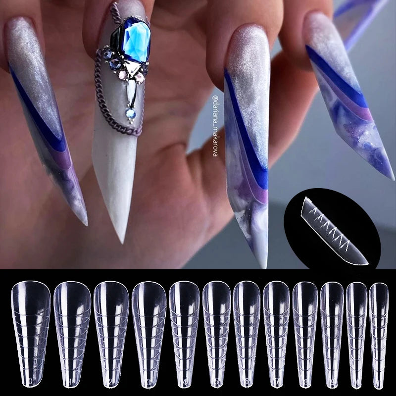 Extension False Nail Tips Acrylic Fake Finger UV Gel Polish Quick Building Mold Sculpted Full Cover Nail Tips Manicures Tool Set