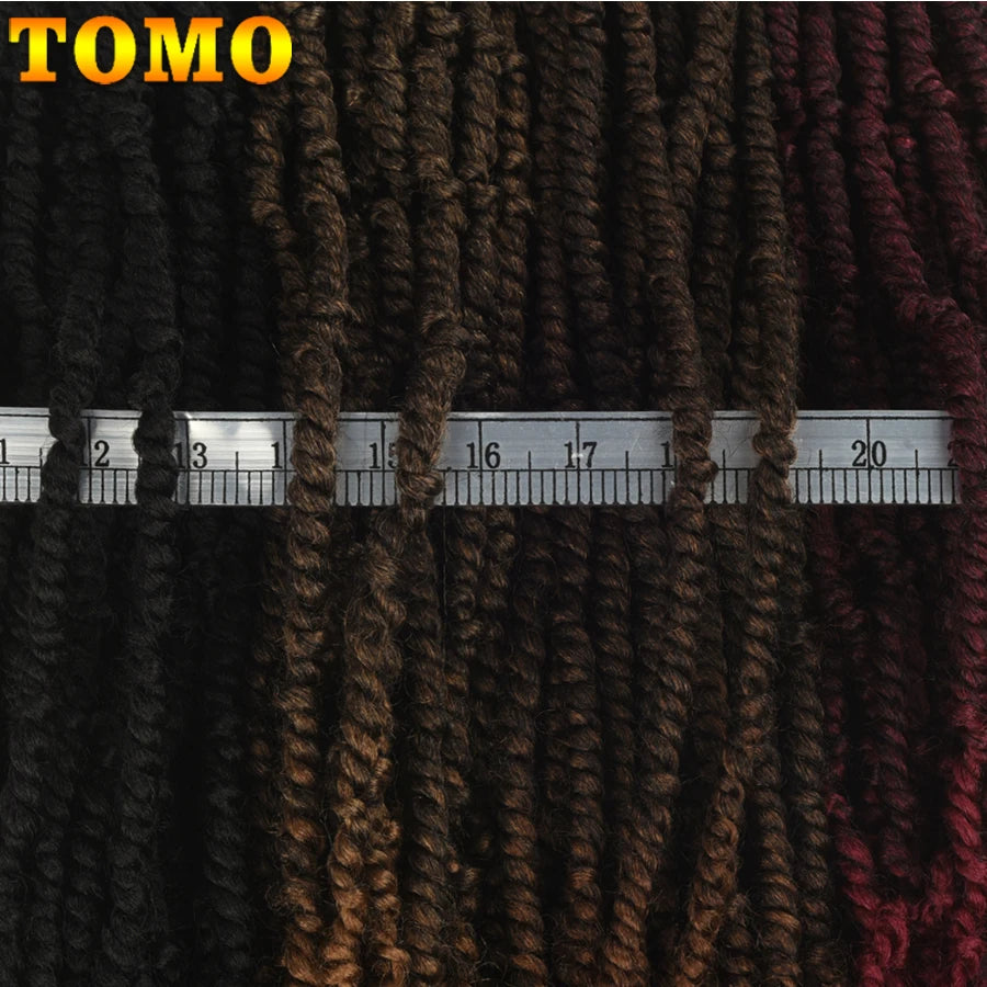 TOMO Passion Twist Crochet Hair 12 18 24 "  Pre-looped Synthetic Crochet Braids Hair Extensions Ombre Braiding Hair Black Brown