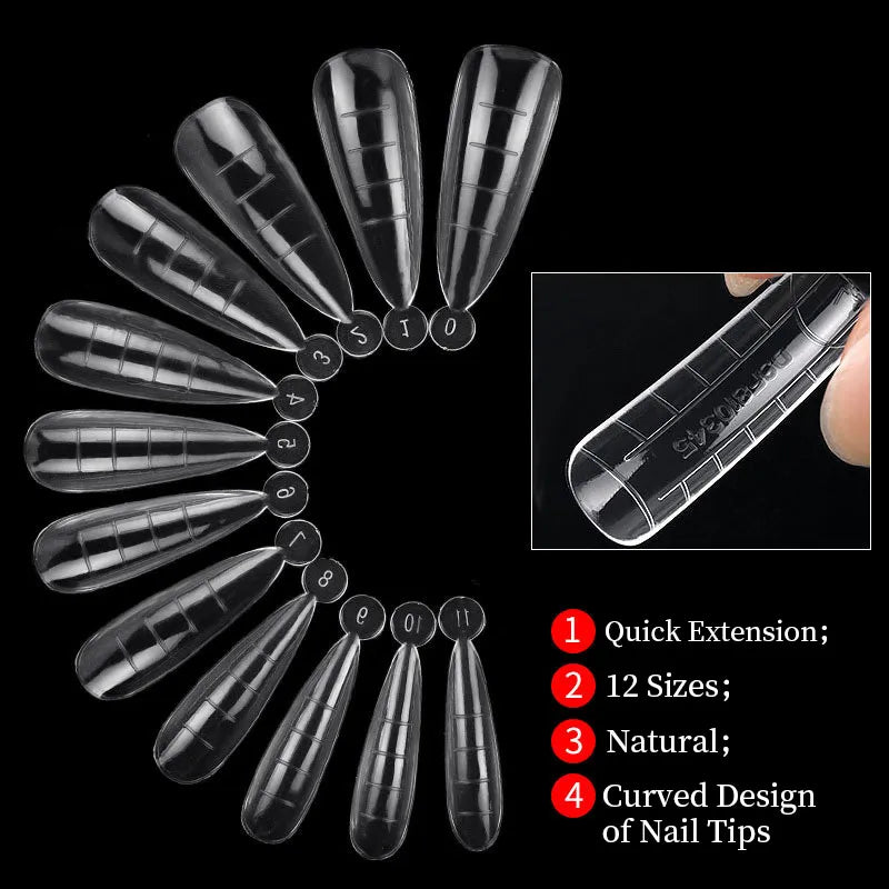 Full Cover Sculpted Nail Tips Finger Nail Mold Extension Nail Art UV Quick Building Mold Easy Find Nail Manicures Tool Set