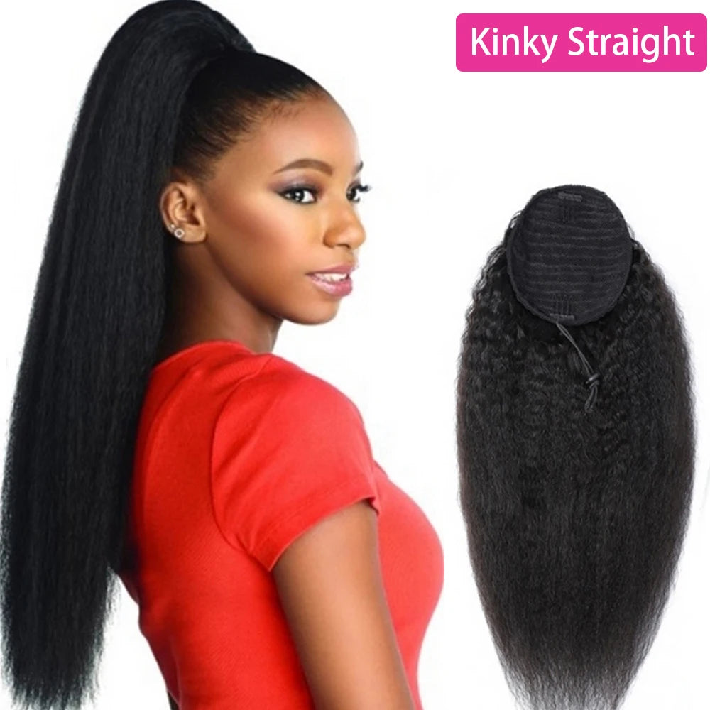 40 inch Ponytail Human Hair Extensions 30 32 34 36 inch Straight Human Ponytail Drawstring & Wrap Ponytail 10A High Quality
