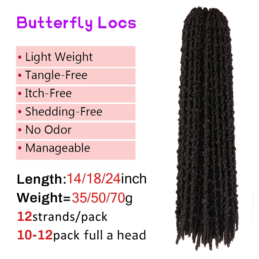 Butterfly Faux Locs Crochet Goddess Braids Pre looped Distressed Butterfly Soft Locs Crochet Dreadlocks Synthetic Hair Extension
