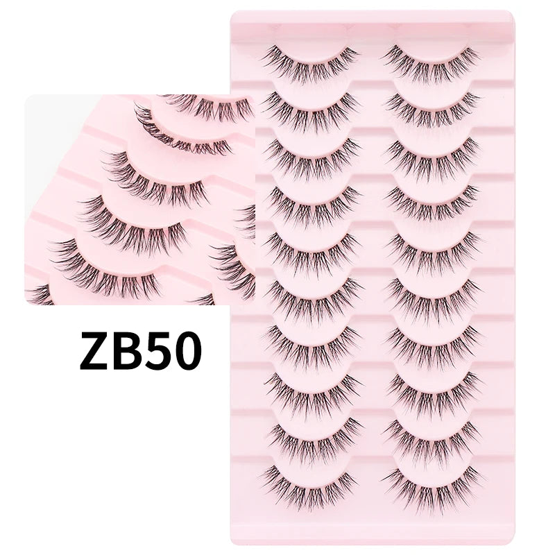 DINGSEN Cat Eye Lashes 10pairs False Eyelashes Natural Eyelashes Anime Winged Clear Band Lashes Fake Eyelash Manga Lashes Makeup