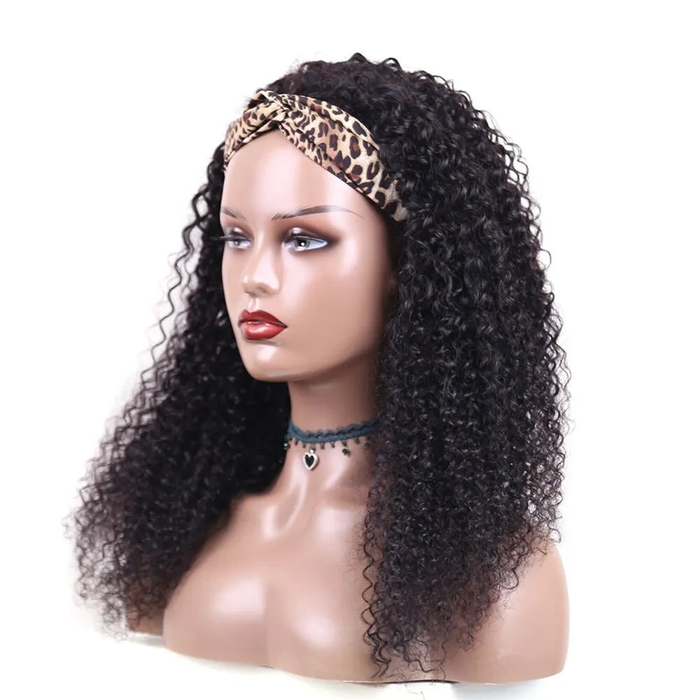 Human Hair Headband Wig Kinky Curly Glueless Full Machine Made Brazilian Remy Human Hair Wigs For Women 180% Density EMOL Hair