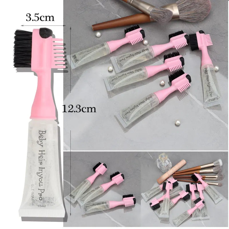 Edge Brush with Gel Dispenser Double Sided Edge Control Hair Comb Brushes for Women Girls Natural Styling Hair Edge Brushes Comb