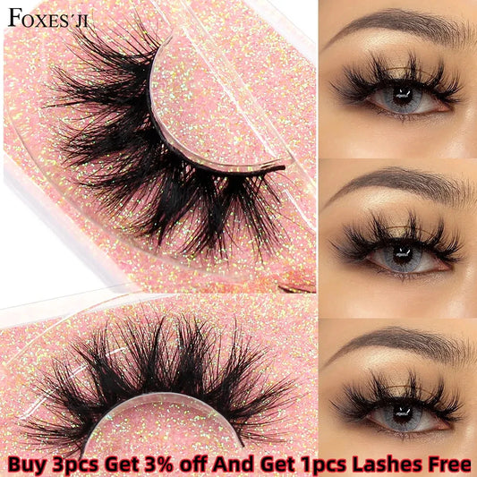 FOXESJI Makeup Eyelashes 3D Mink Lashes Fluffy Soft Wispy Natural Cross Lash Extension Reusable Fake Lashes Mink False Eyelashes