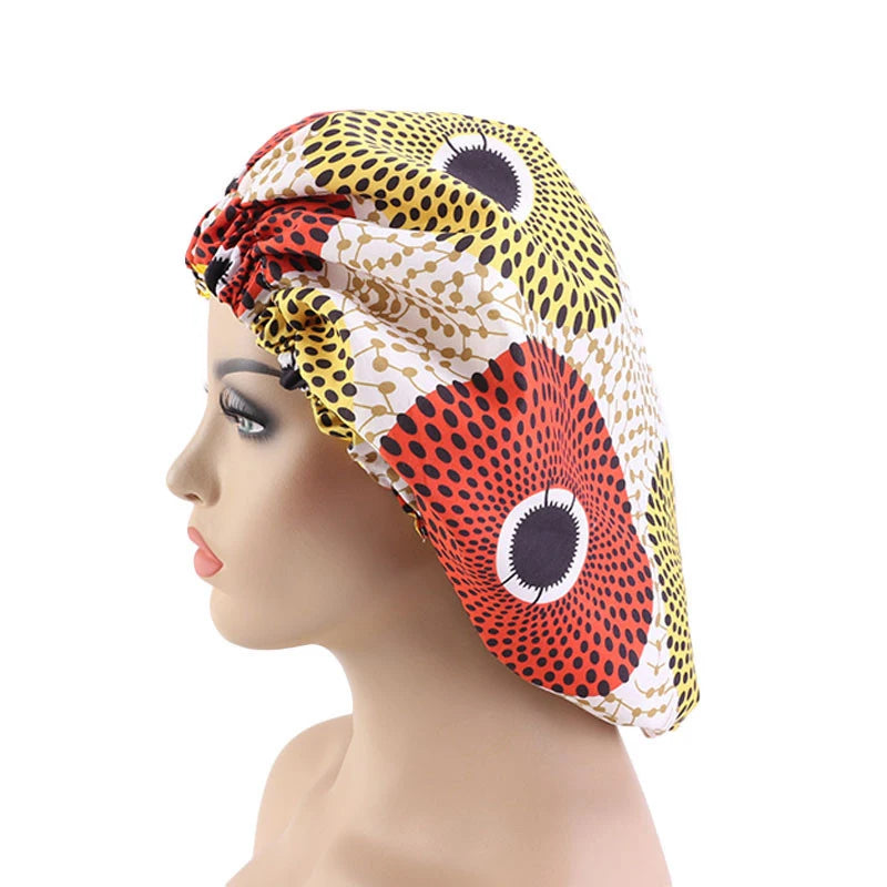 Extra Large Elastic Lined Ankara Bonnet Head Wrap Satin Bonnet Sleep Cap African Print Bonnet Lady Night Cap Turban Chemo