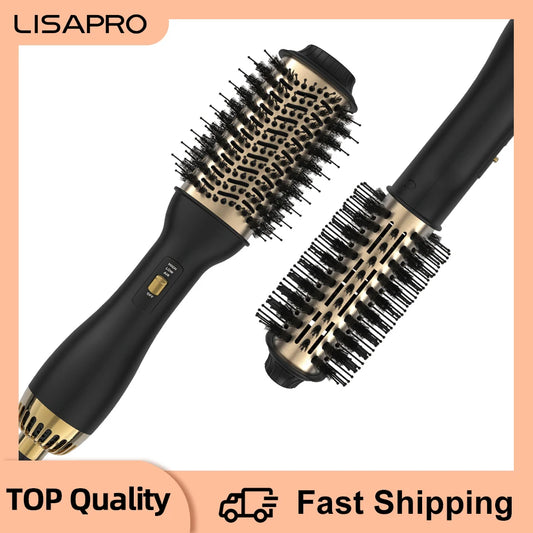 LISAPRO Elegant Black Golden Hot Air Brush 2.0  One Step Hair Dryer Brush and Styler Volumizer Multifunctional Blow Dryer Brush