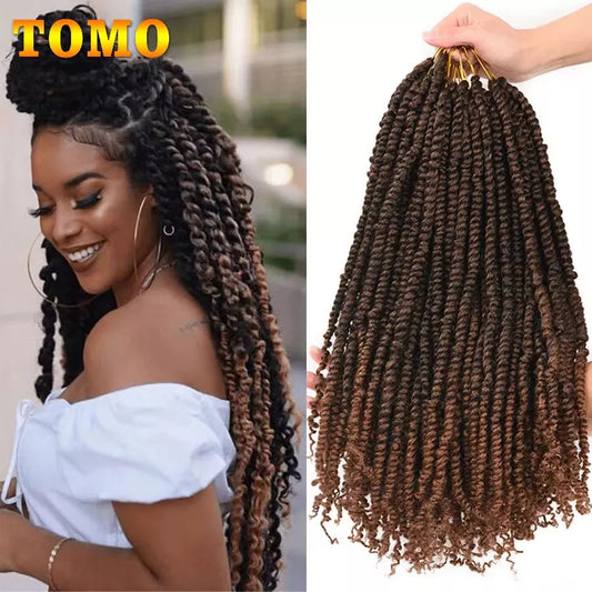 TOMO Passion Twist Crochet Hair 12 18 24 "  Pre-looped Synthetic Crochet Braids Hair Extensions Ombre Braiding Hair Black Brown
