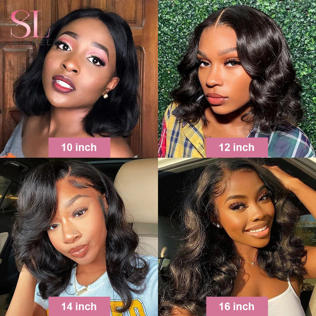 Side PartBody Wavy Lace Front Human hair Wigs Brazilian Wig Human Hair Body Wave Short Bob Wig On Clearance seal