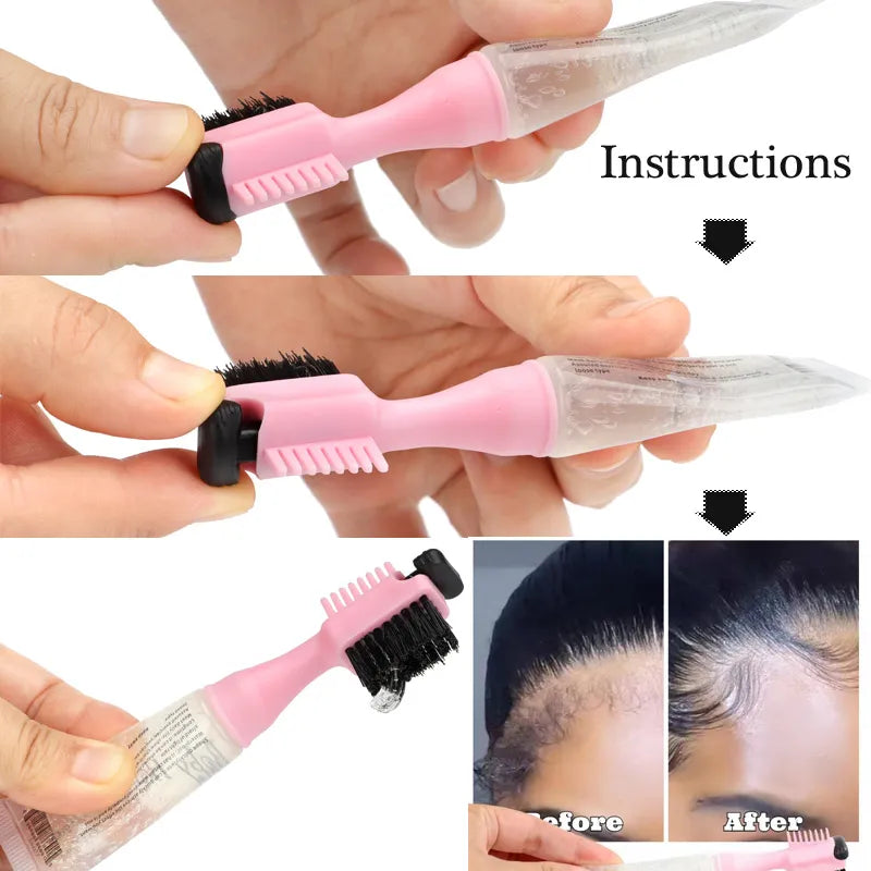 Edge Brush with Gel Dispenser Double Sided Edge Control Hair Comb Brushes for Women Girls Natural Styling Hair Edge Brushes Comb