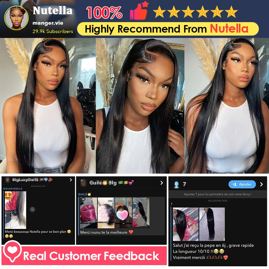 Princess Hair 13x6 13x4 HD lace Frontal Wig Preplucked Glueless Wig Human Hair Ready to Wear Straight Human Hair Wigs for Women