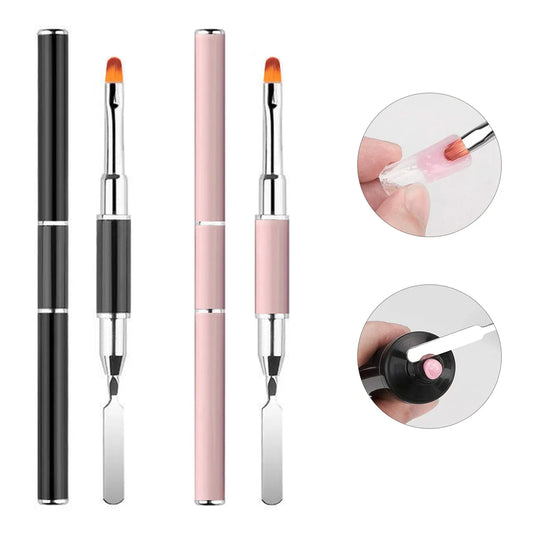 Gel Brush & Picker, 2 IN 1 Design Nail Brush and Spatula,Gel Nail Brush Tool for Acrylic Nails Extension Gel
