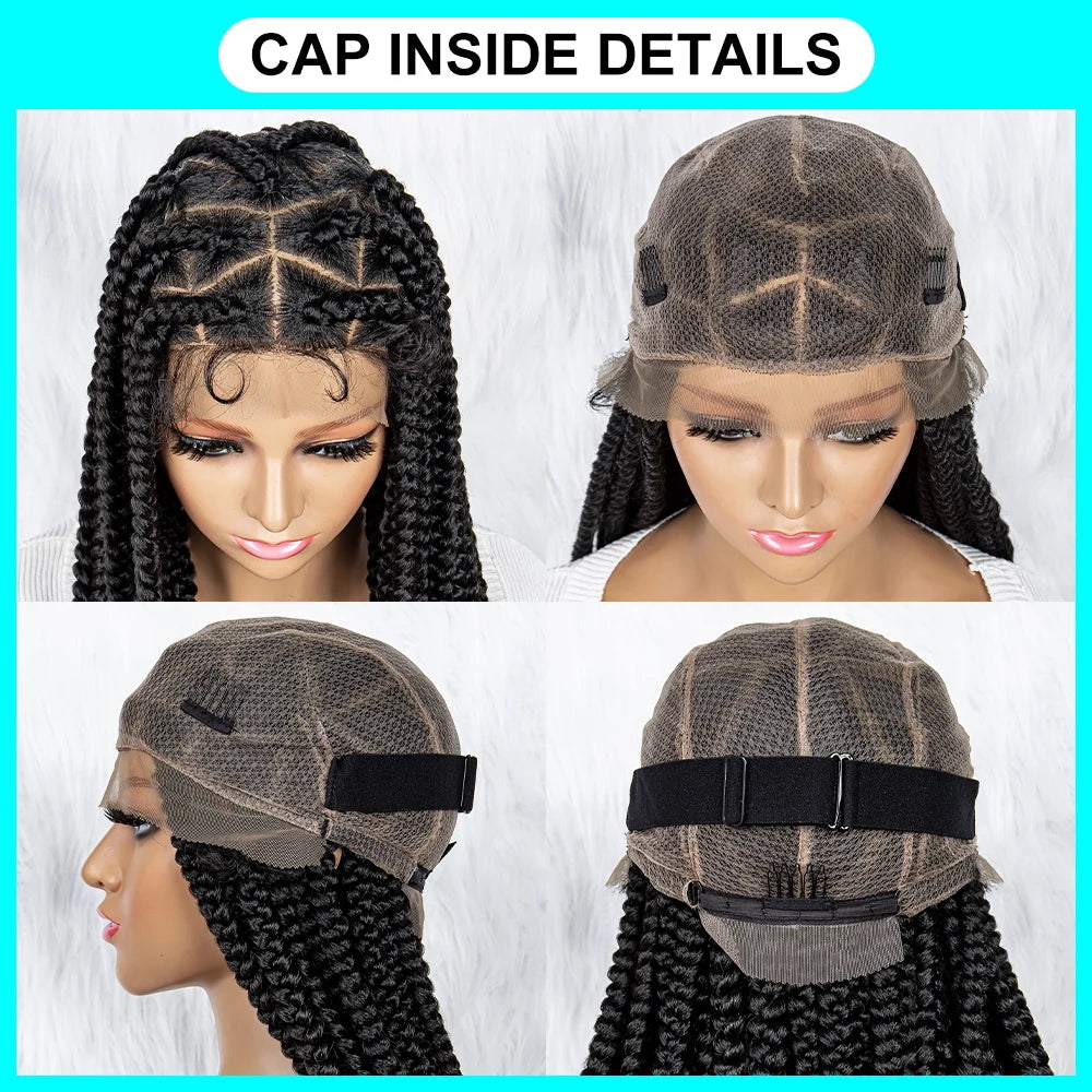 Braided Wigs for Black Women Synthetic Lace Front Wig Big Knotless Box Braids Wig 613 Blonde Full Lace Cornrow Braided Wigs