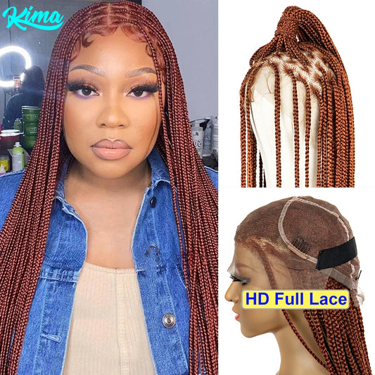 Synthetic Transparent HD Full Lace Braided Wigs Crochet Braid Braiding Hair Knotless Box Cornrow Braids Wigs