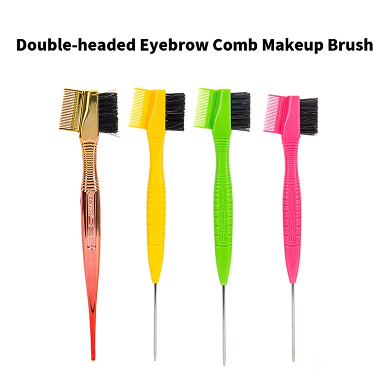 Double Sided Eyebrow Brush Shredded Hair Brush Comb Hair Dye Brushes Hair Care Hair Edge Control Hairdressing Gel Brush Styling