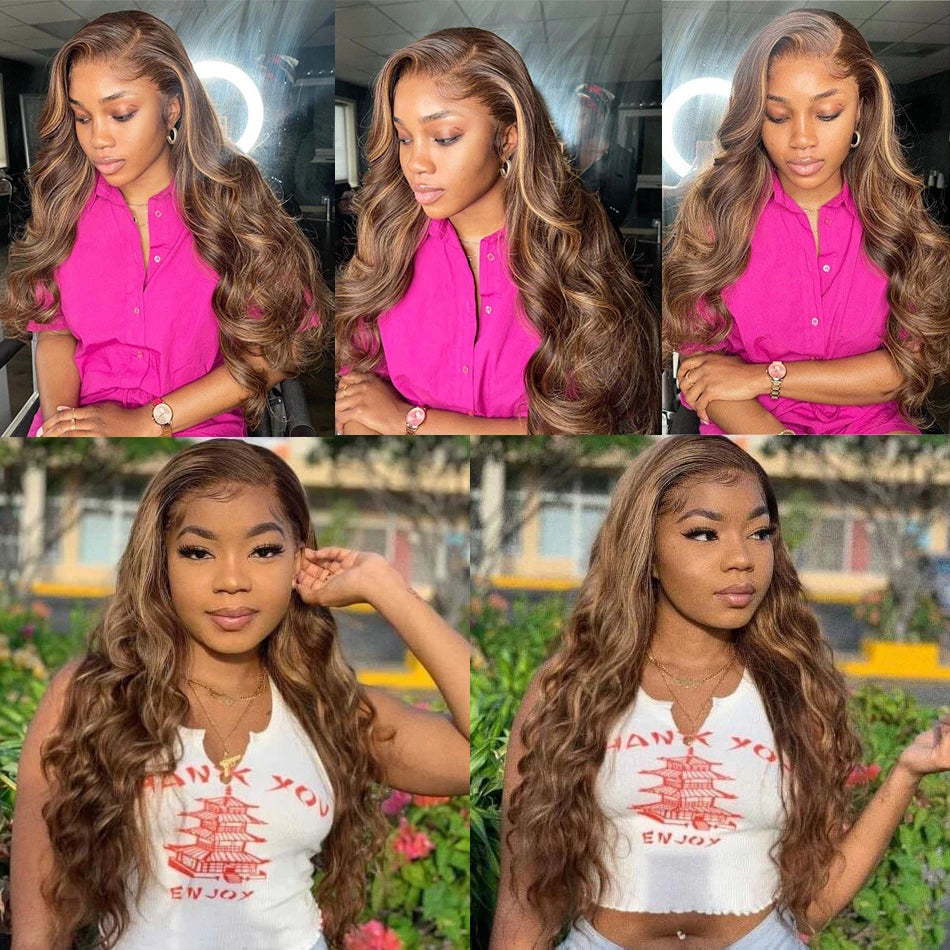 Highlight Wig 13x6 Hd Lace Frontal Wig Honey Blonde Body Wave Lace Front Human Hair Wigs For Women 360 Glueless HD Full Lace Wig