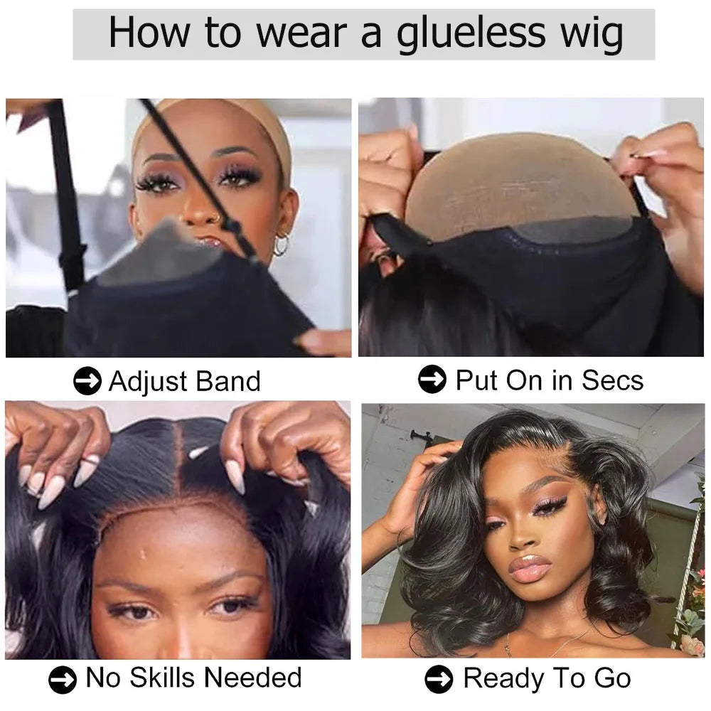 Body Wave Wear And Go Glueless Bob Wigs For Women Ready To Go Human Hair Wigs 4x4 Pre Cut Lace Closure Wig Human Hair