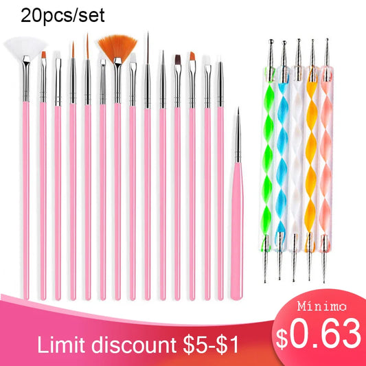 Nail Brushes Set Professional Nail Supplies For Acrylic UV Gel Drawing Dotting Manicure Nail Art Design Tools Makeup Accessorie