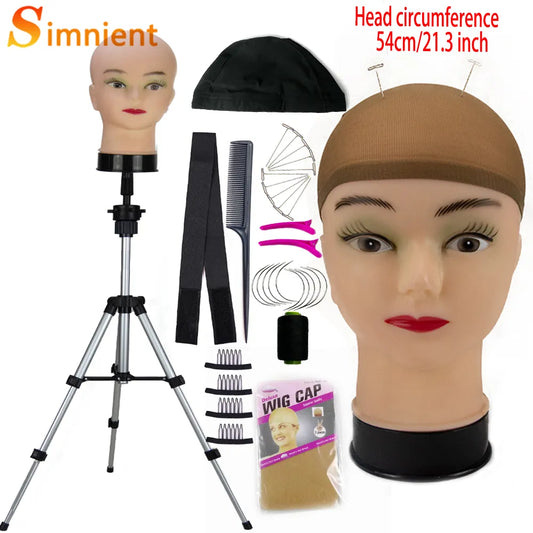 Mannequin Head With T-pin Wig Cap Tripod For Women Making Wig Hat Glasses Mask Display Cosmetology Manikin Head Makeup Practice
