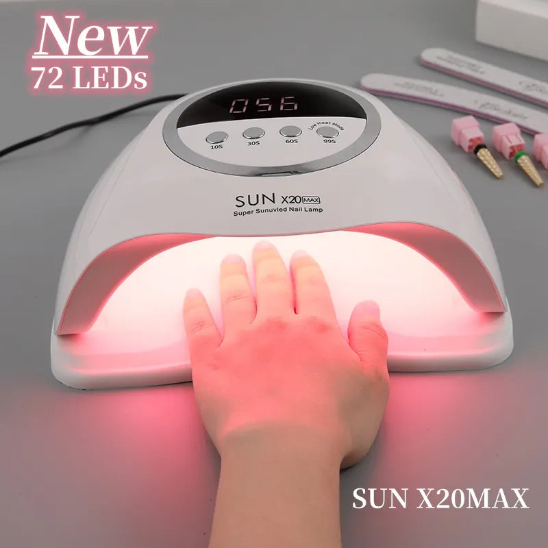 320W SUN X20MAX Nail Dryer Machine 72 LEDs UV LED Lamp for Nails Gel Polish Curing Manicure Lamp 10/30/60/99s Timer LCD Display