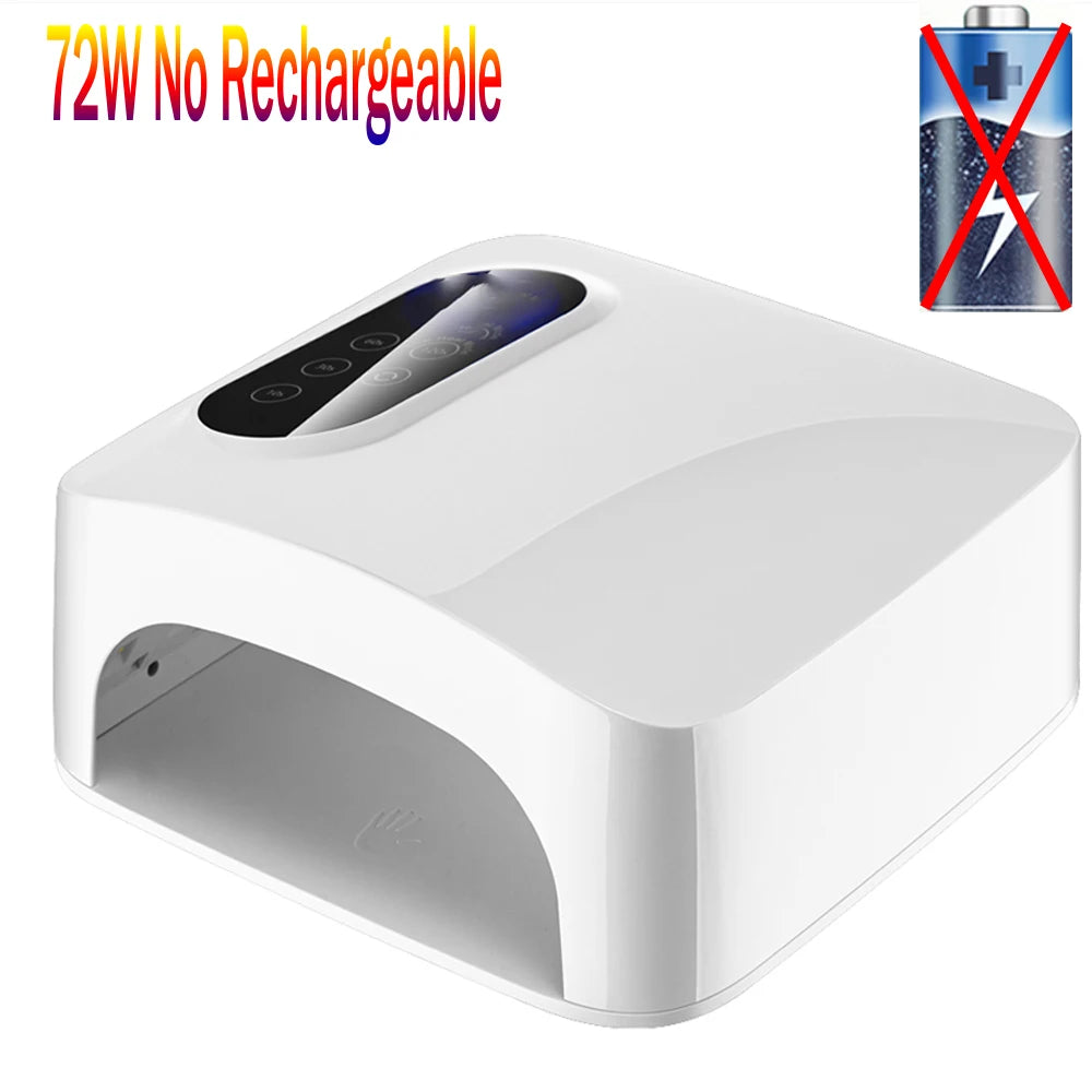 72W UV LED Lamp Rechargeable Nail Dryer Fast Dry LED Nail Drying Lamp Wireless for Curing All Gel Nail Polish Manicure Polish