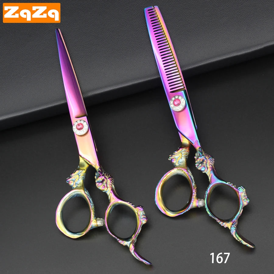 ZqZq 2pcs 6 Inch Stainless Steel Hairdressing Scissors Cutting Professional Barber Razor Shear for Men Women Kids Salon
