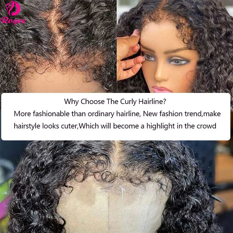 Kinky Curly Edged Short Bob Human Hair Wigs 13x4 Transparent Lace Front Wigs For Women Human Hair Remy 4x4 Closure Soft Bob Wig