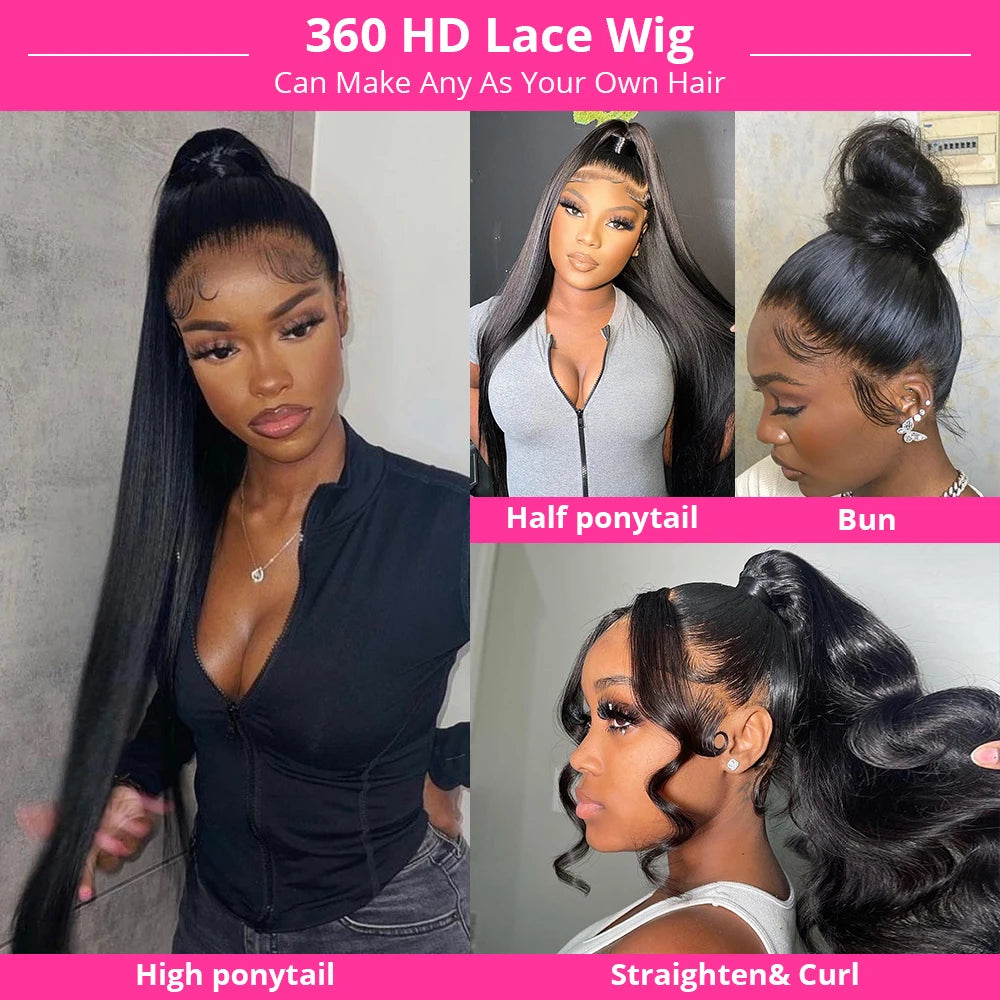 250% 360 Full Lace Wig Human Hair Pre Plucked 13x6 13x4 Straight Lace Front Wigs HD Lace Frontal Wig Human Hair Wigs For Women